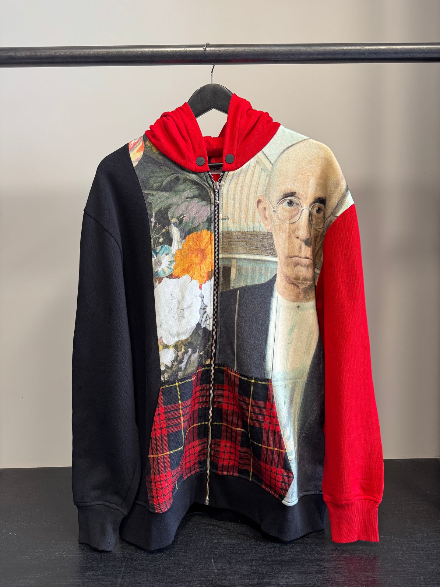 Palm Angels cut and sew zip up hoodie