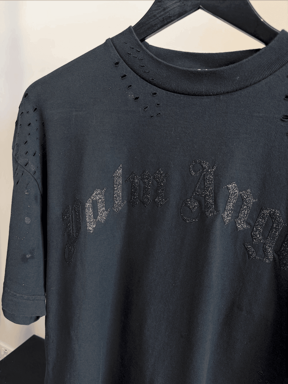 Palm Angels rhinestone script T shirt