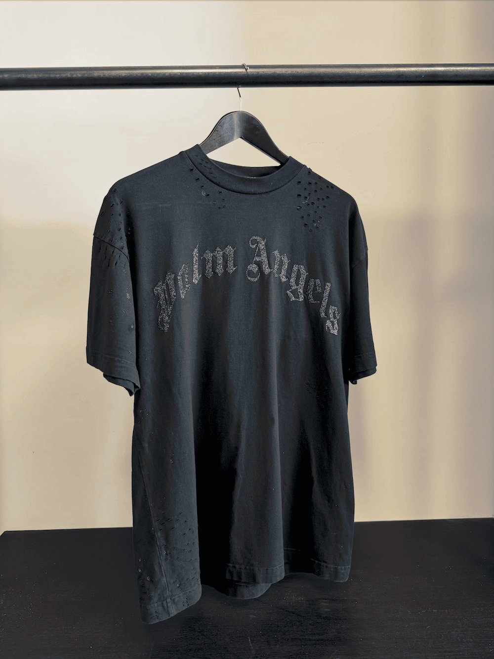 Palm Angels rhinestone script T shirt